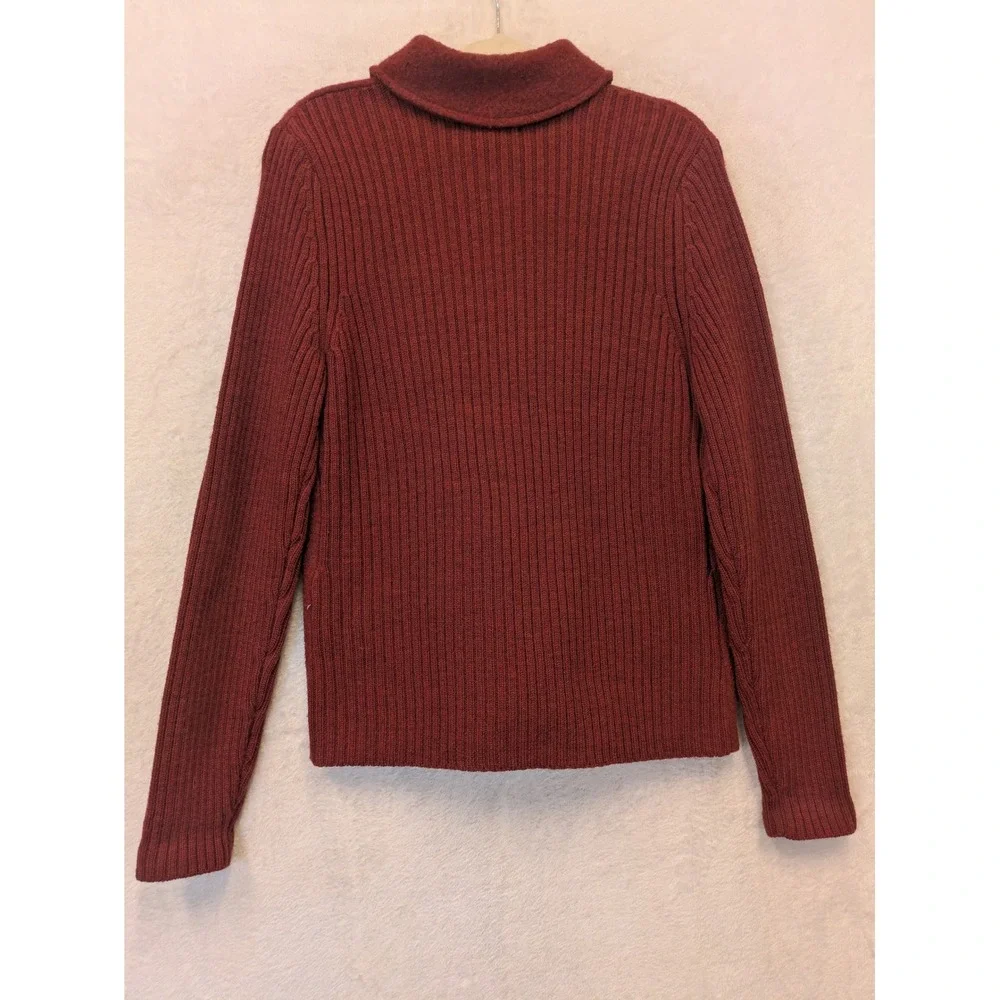 Willi Smith Womens 100% Wool Button Front Cardigan‎ Jacket Burgundy Red Size M